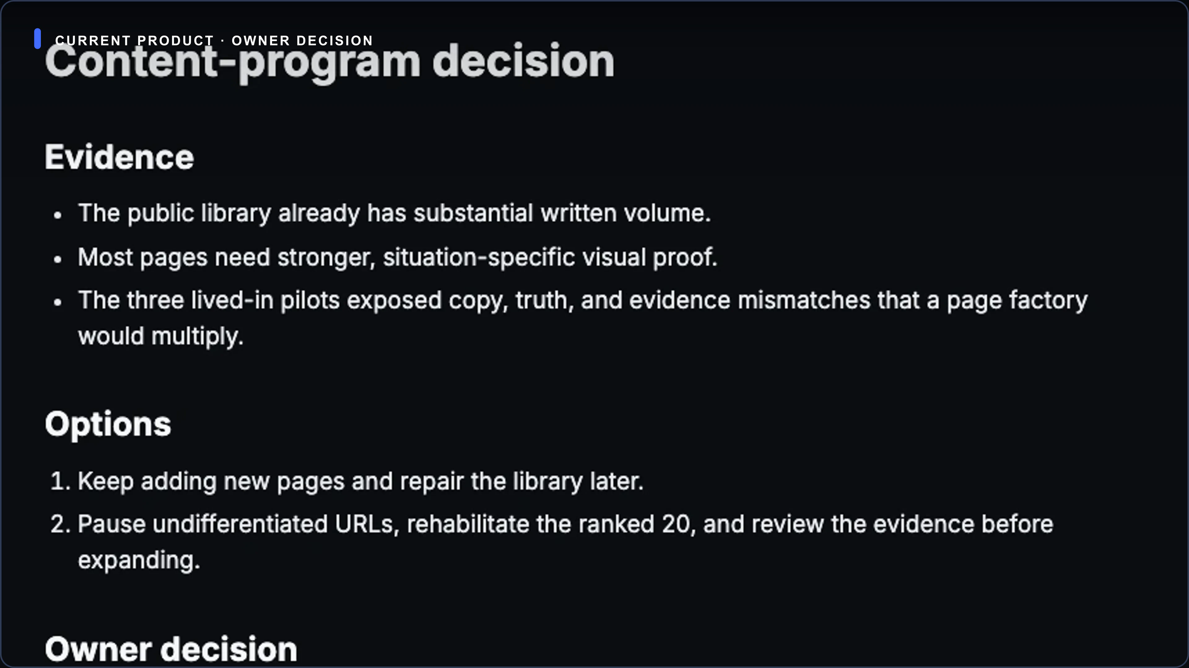 Current Superboard decision Room showing evidence and options prepared for the human Owner’s release decision.