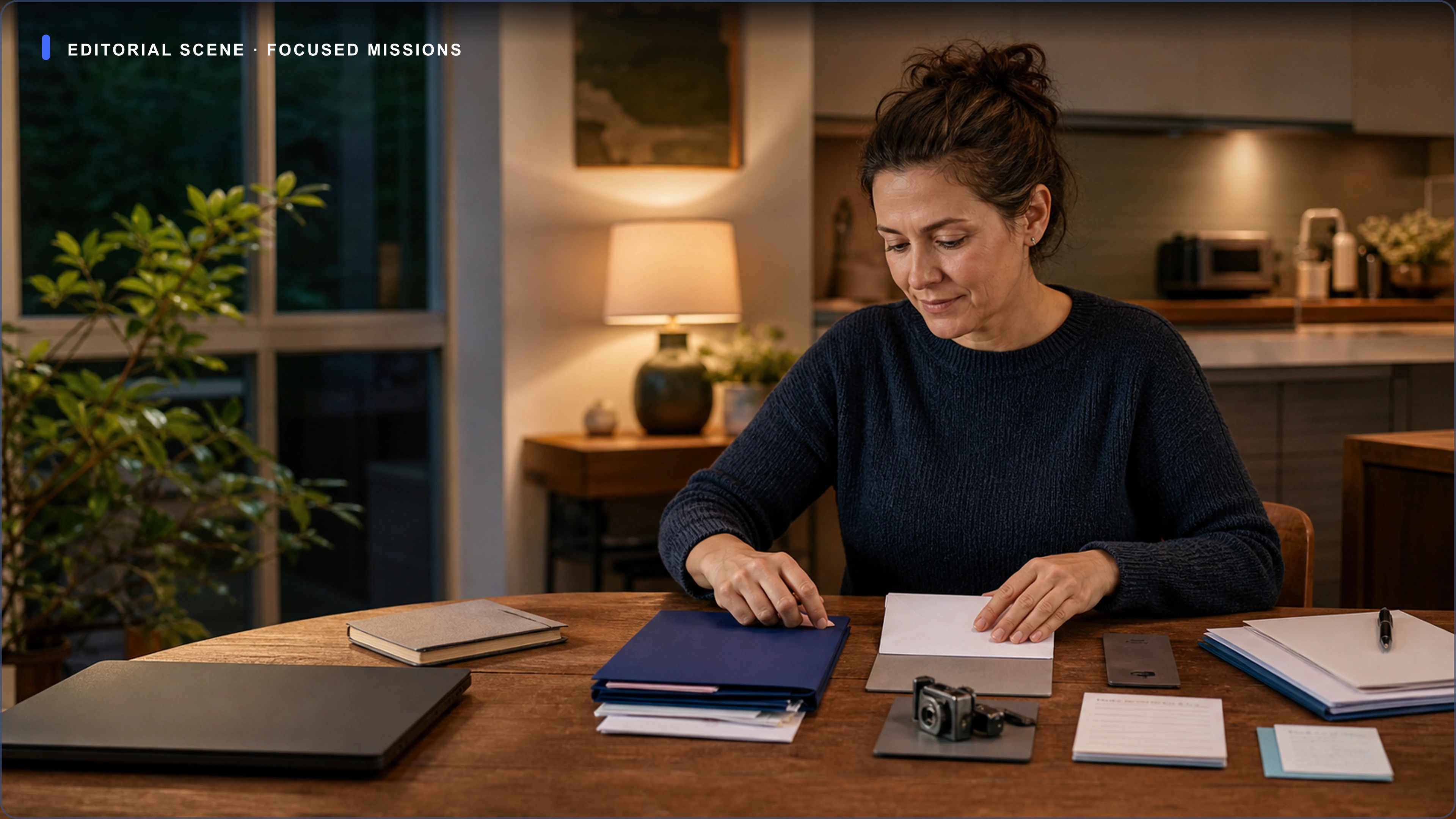 A fictional household Owner separating insurance, school, repair, appointment, and work materials into focused groups.