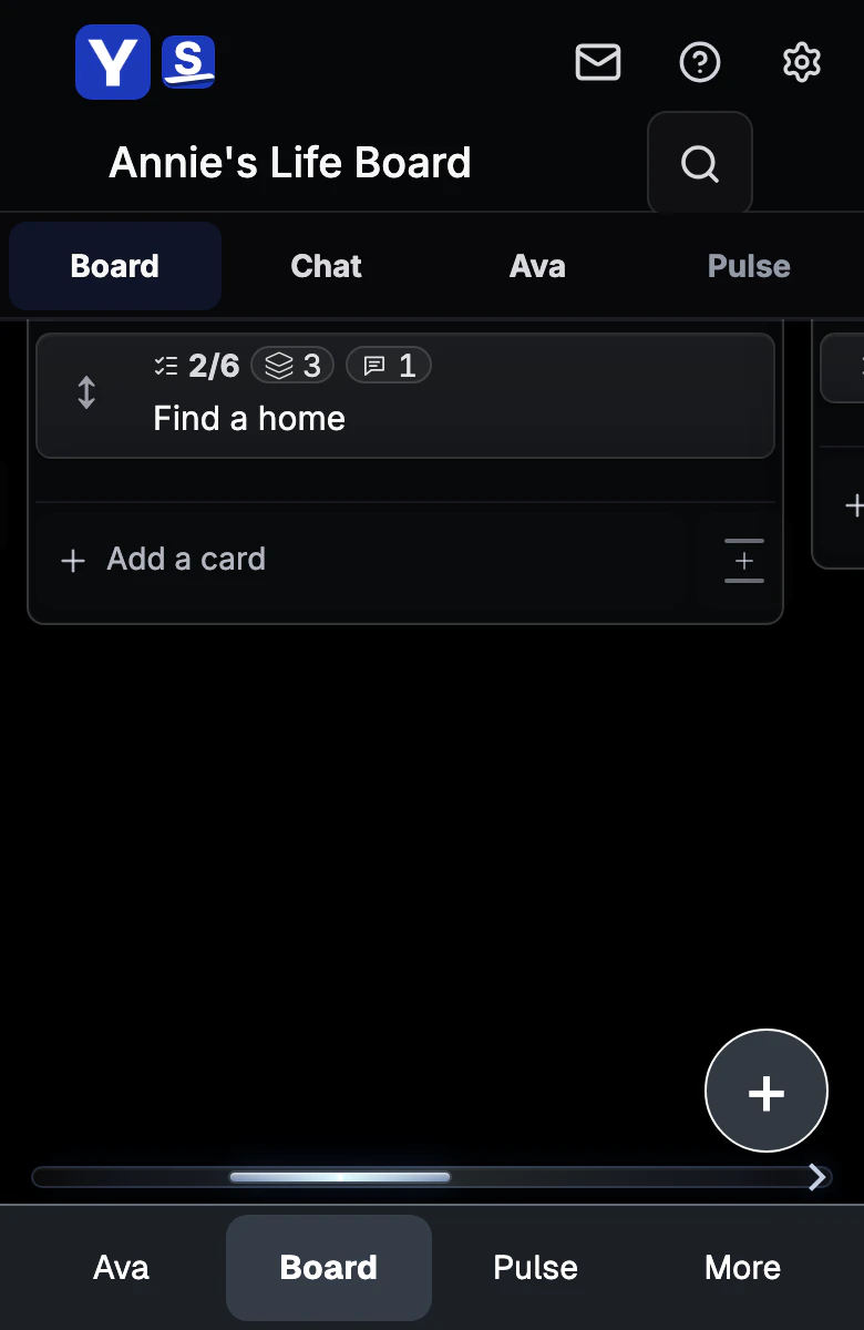 Illustrative home-search walkthrough: Keep the search on a Life Board.
