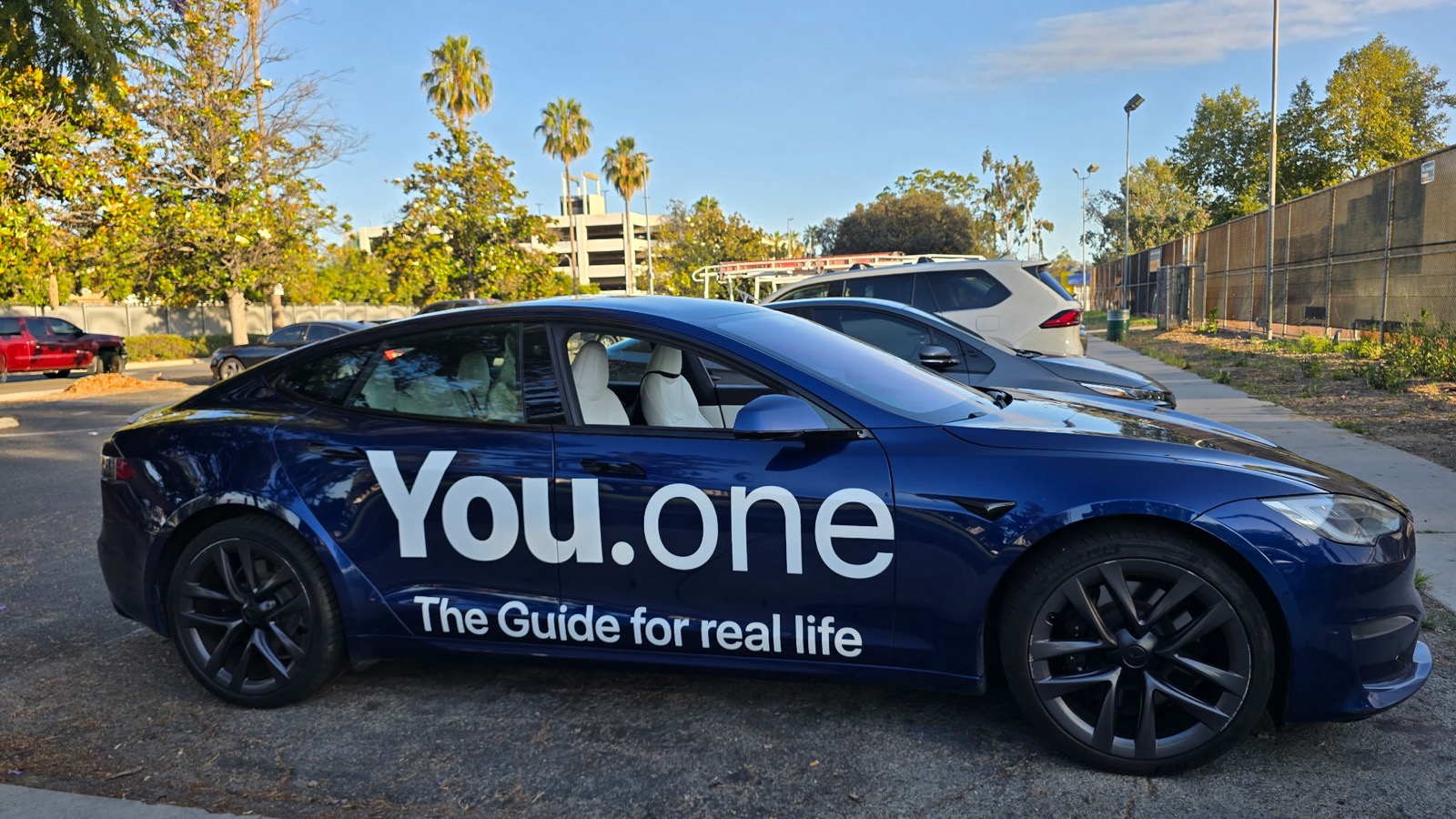 Joshua's You.one-branded Tesla in Los Angeles