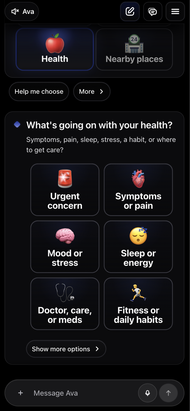 The working You.one Health guidance screen